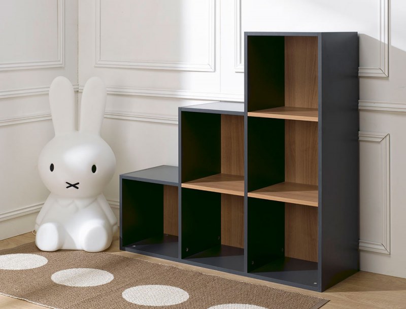 6-compartment anthracite staircase design storage cube