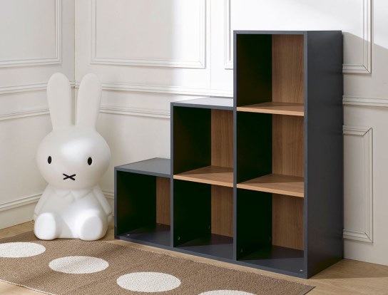 6-compartment anthracite staircase design storage cube