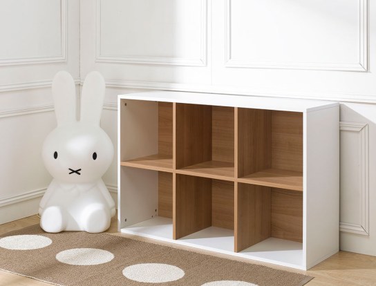 6-compartment white storage cube