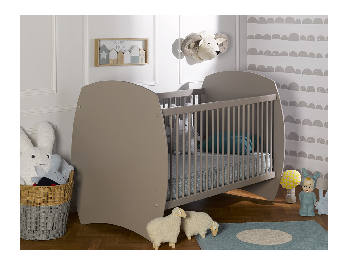 Lit bébé à barreaux Médéa Lin 70x140 cm 1 lit évolutif enfant