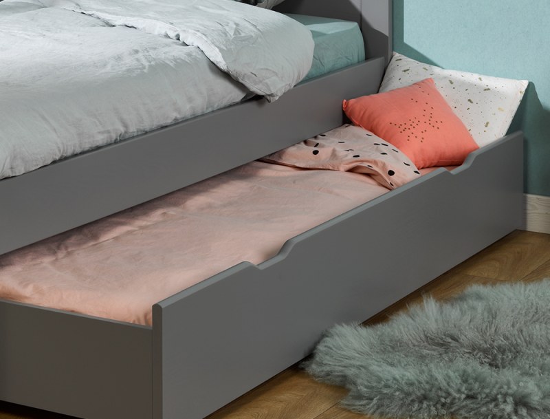 Opale Flannel Grey children's bed drawer 90x200