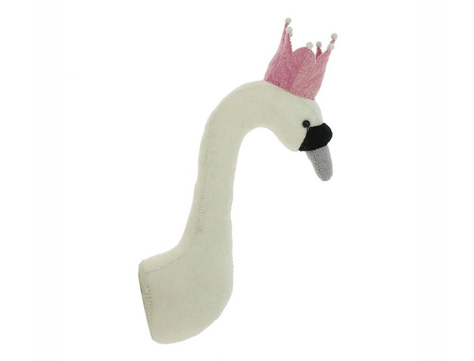 Mini Trofee zwaan met roze kroon