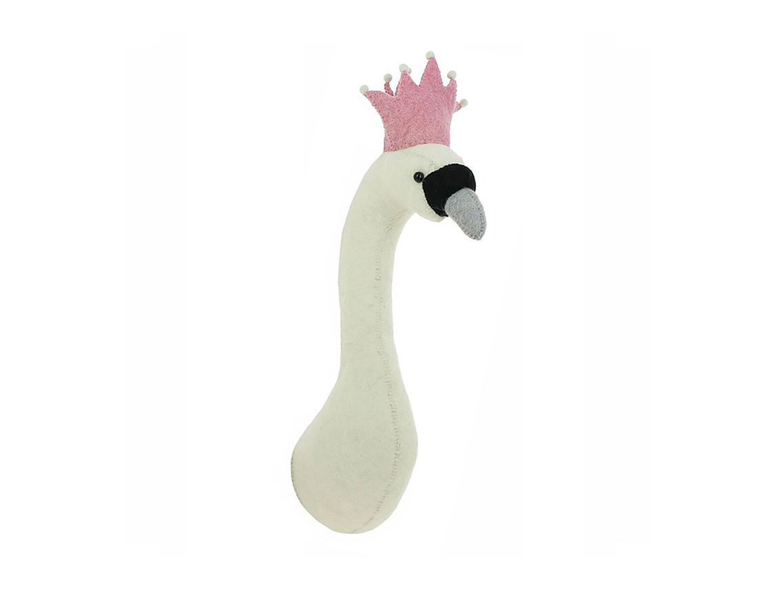 Mini trofeo cigno con corona rosa