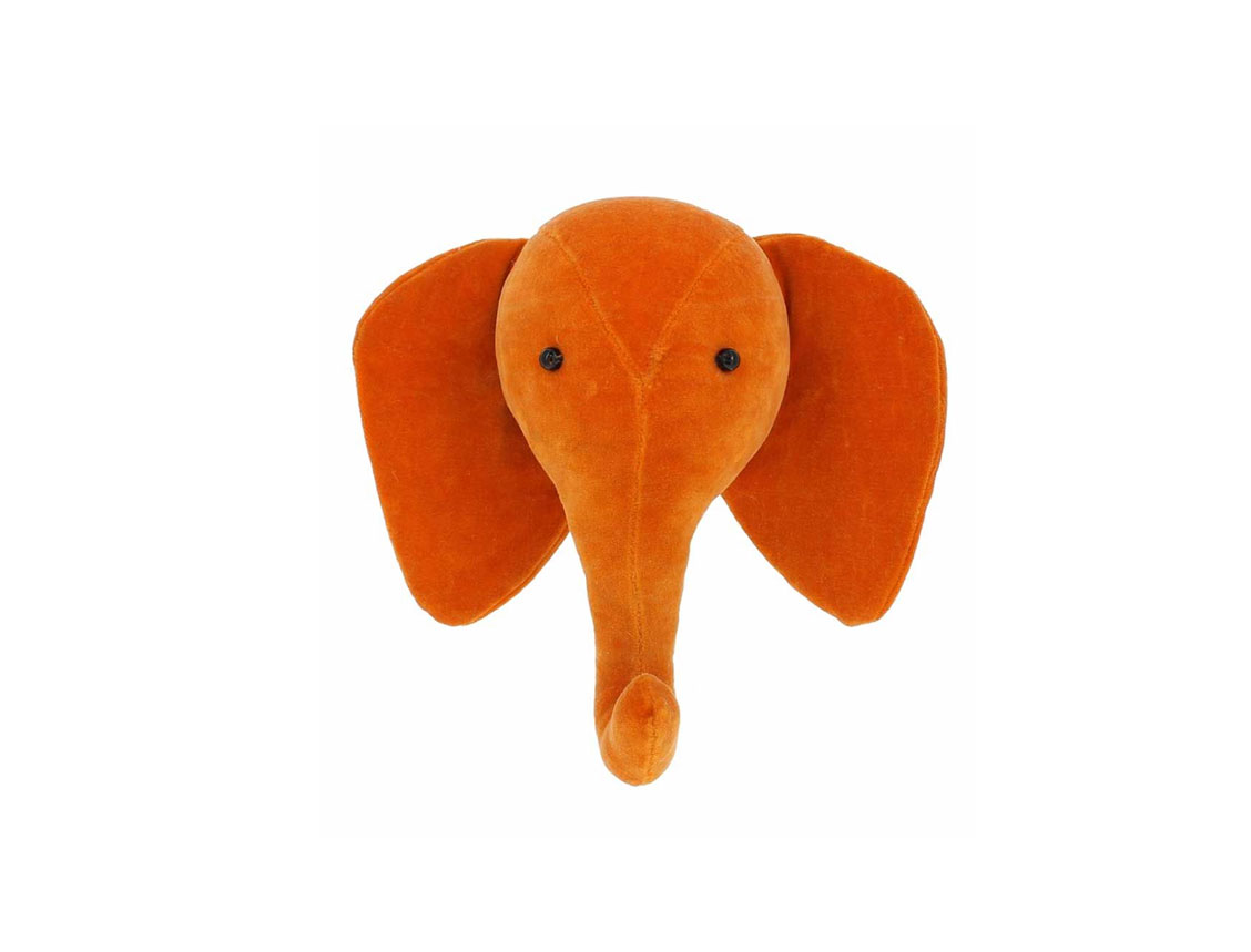 Trophée tête d'éléphant Orange