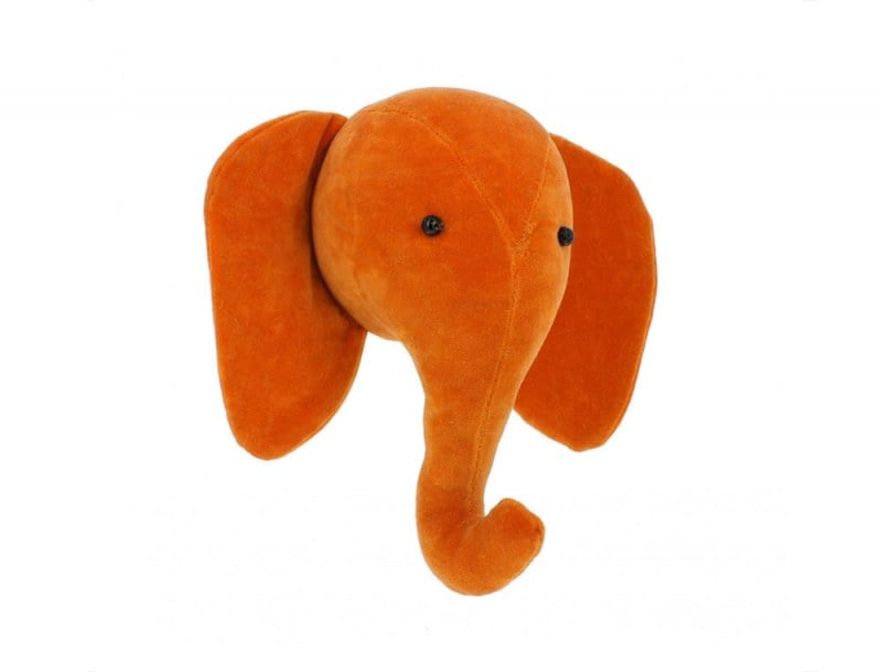Trophée tête d'éléphant Orange