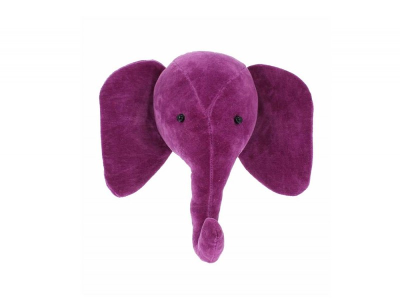 Purple elephant head trophy