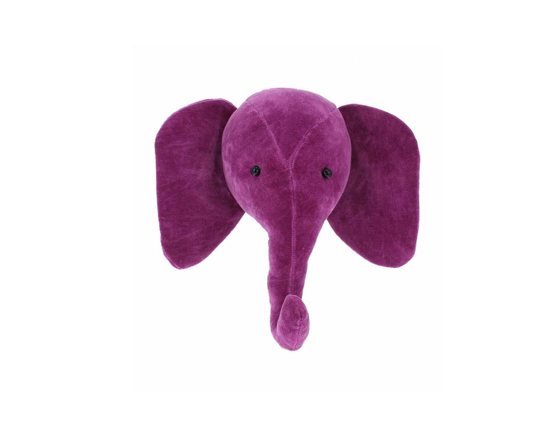 Purple elephant head trophy