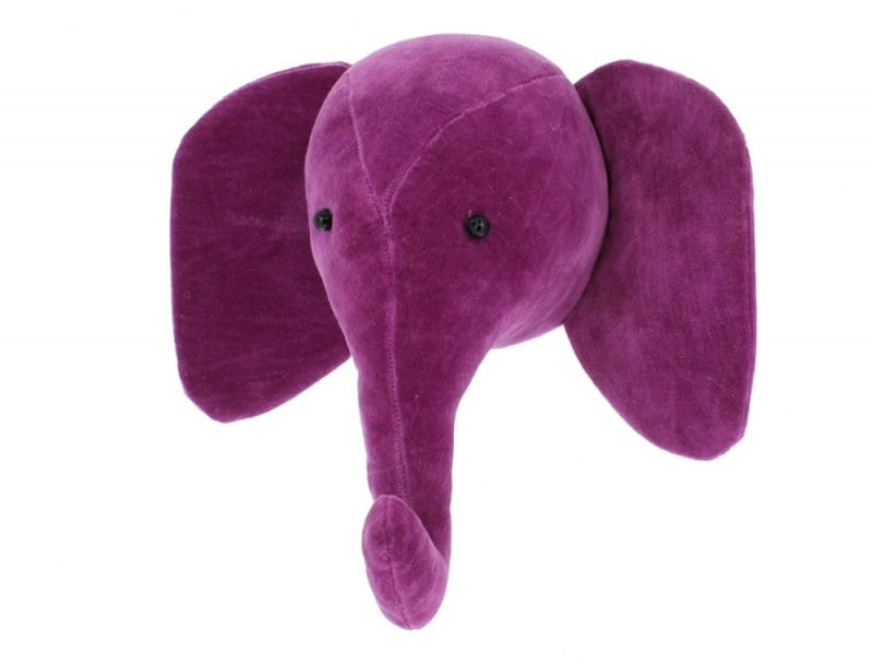 Trophée tête d'éléphant Violet