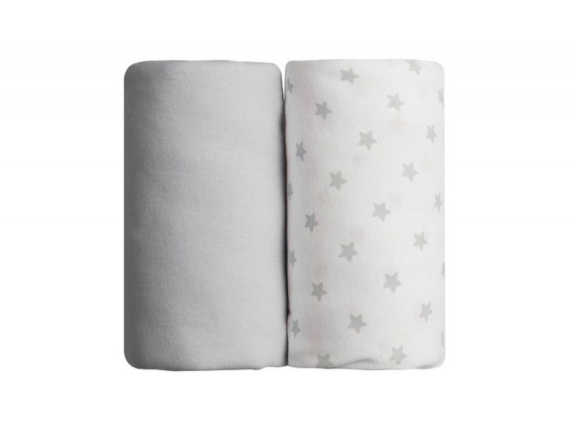 Lot de deux Draps Housse : Gris & Etoiles Grises 60x120