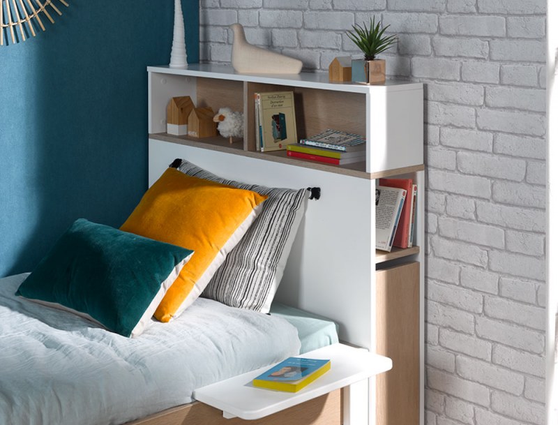 Testata letto bambino + rialzo 90 cm Nomade. Letto Nomade non incluso.