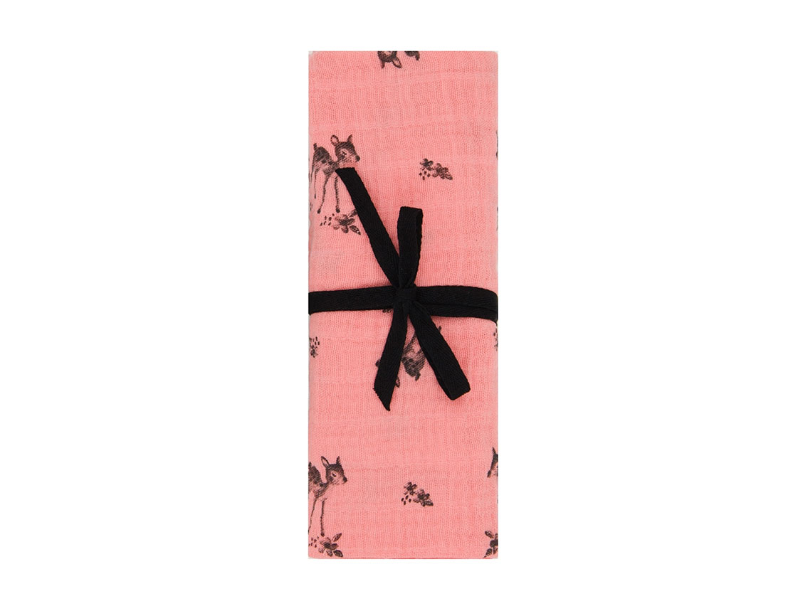 Mussola Bianca Cerbiatto Rosa Fenicottero 110x110 Mussola Bianca Cerbiatto Rosa Fenicottero 110x110