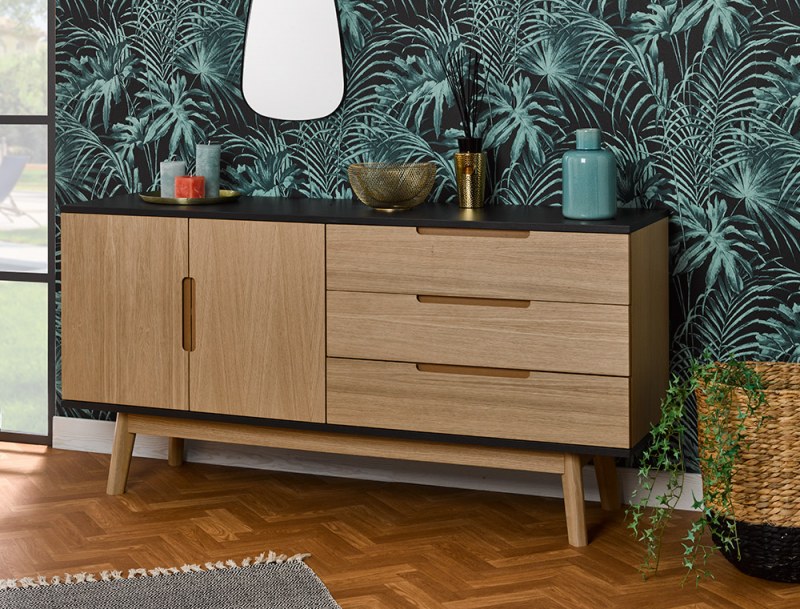 Cassettiera Eden in rovere naturale e affumicato