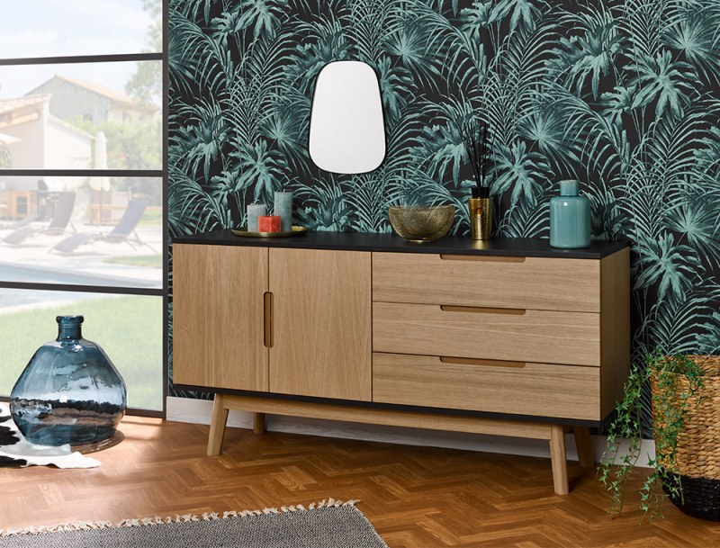 Cassettiera Eden Rovere naturale e affumicato