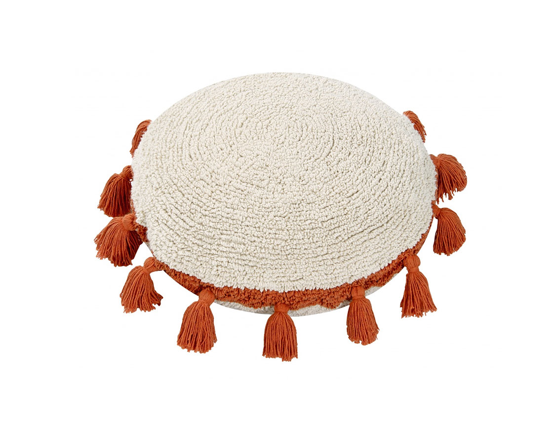 Cojín redondo pompón Terracota