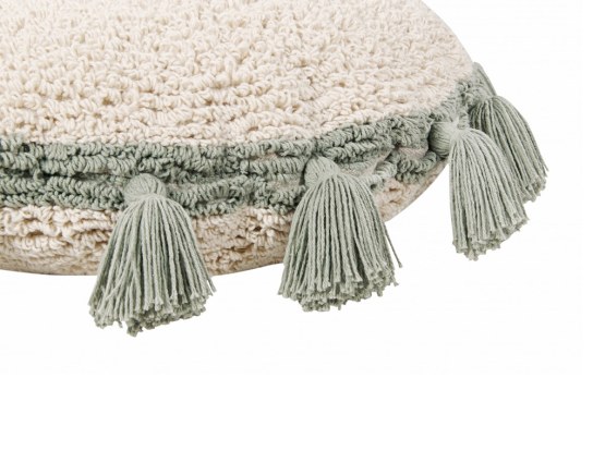 Round cushion with green pompom