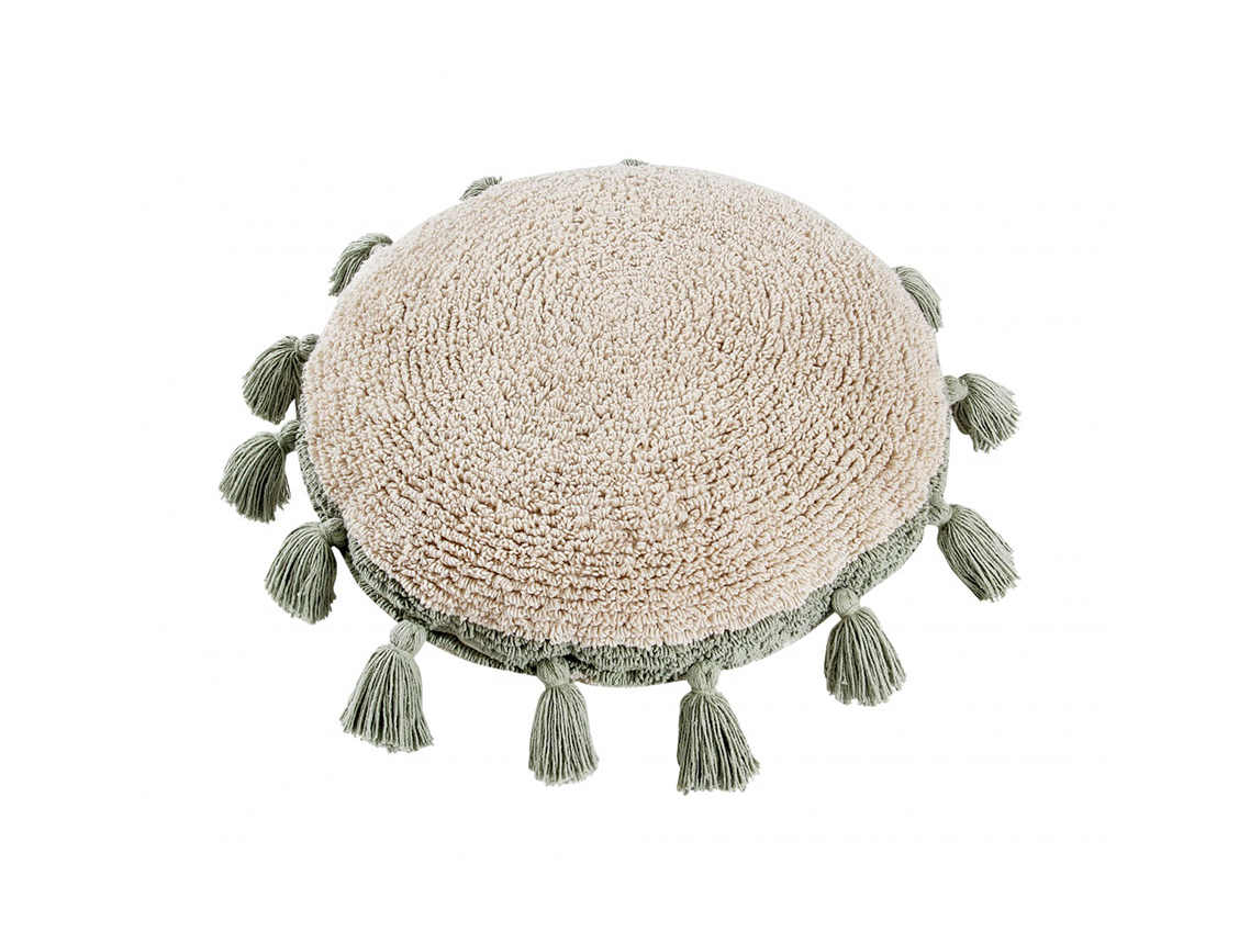 Coussin rond pompon Green