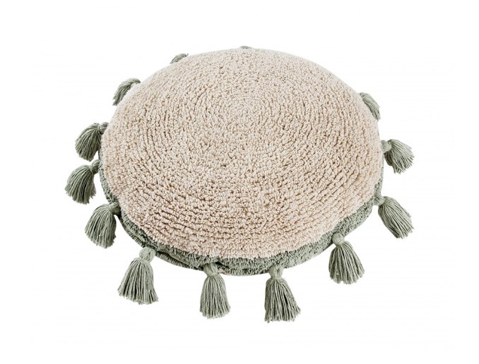 Cojín redondo pompón Verde