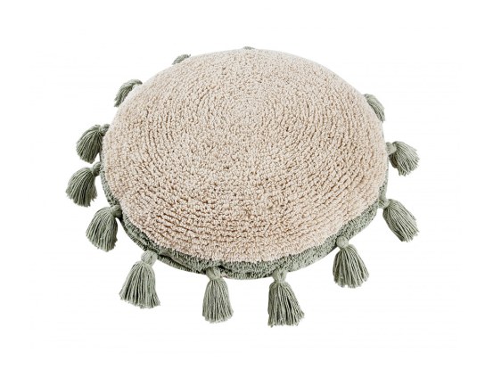 Round cushion with green pompom