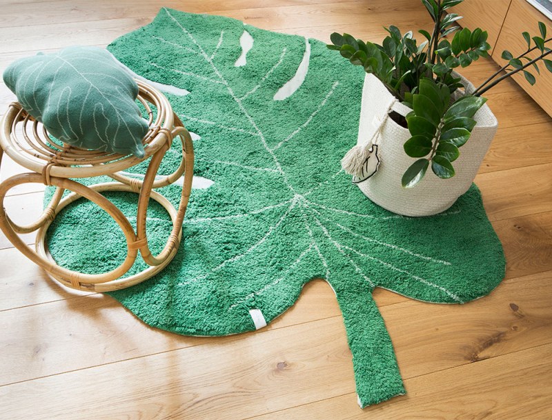 Super soft Green Leaf Rug 120x160