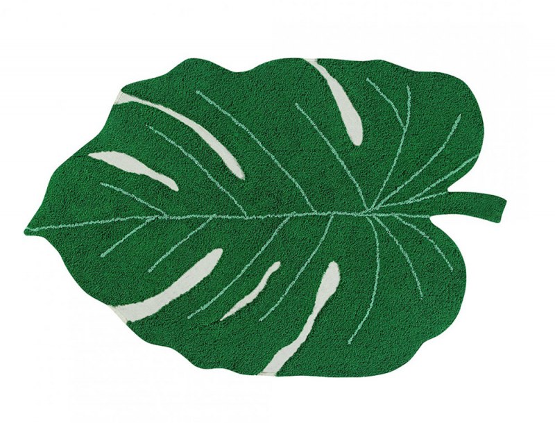 Machine washable Green Leaf Rug 120x160