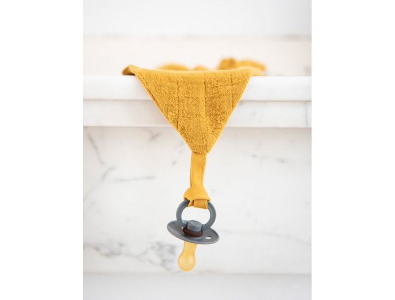 Mustard fabric pacifier clip plush toy