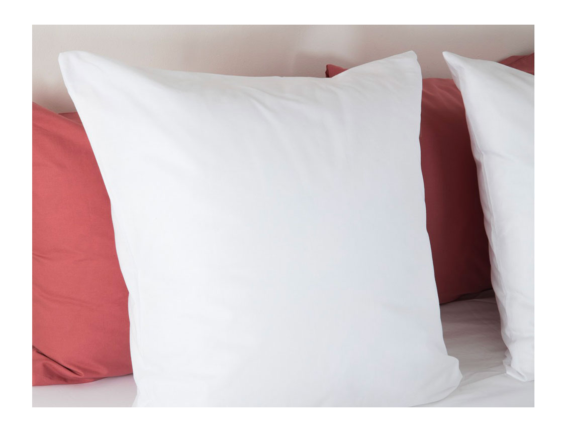 Funda de almohada blanca de algodón orgánico. 60x60 cm