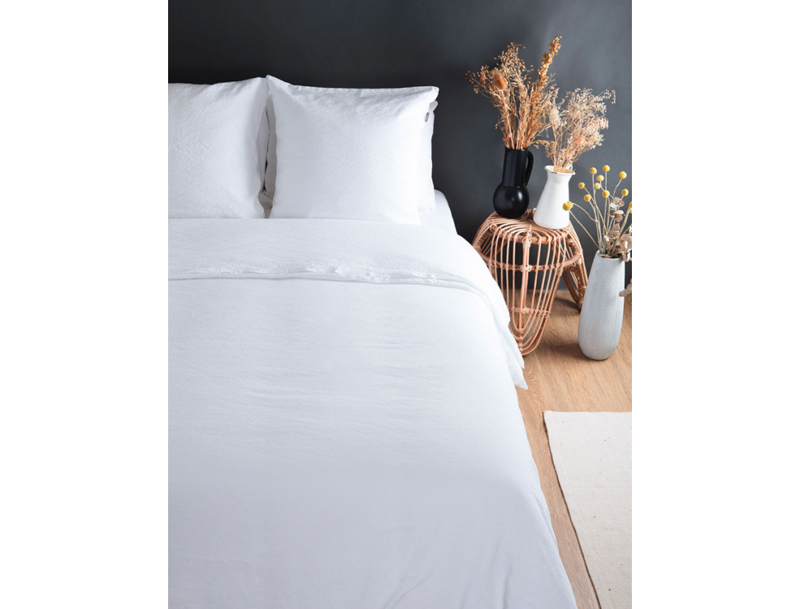 Funda nórdica 220x240 cm Blanco Lino y Algodón Orgánico y dos fundas de almohada 60x60