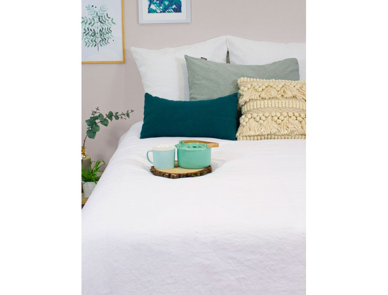 Duvet cover 220x240 cm White Linen and Organic Cotton with two pillowcases 60x60