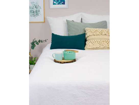 Funda nórdica 220x240 cm Blanco Lino y Algodón Orgánico y dos fundas de almohada 60x60