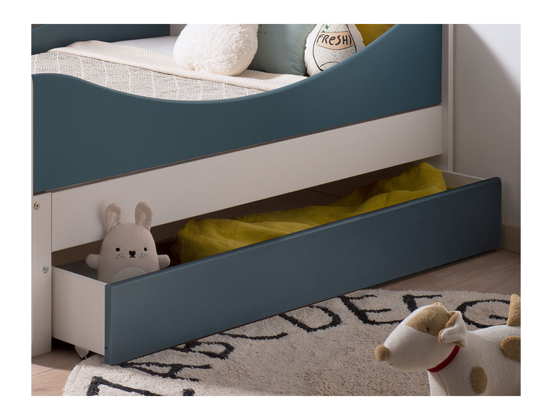 Cassetto per letto evolutivo per bambini Opus Bianco e Blu notte. Letto non incluso.