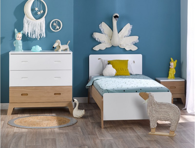 Letto, cassettiera e comodino Archipel