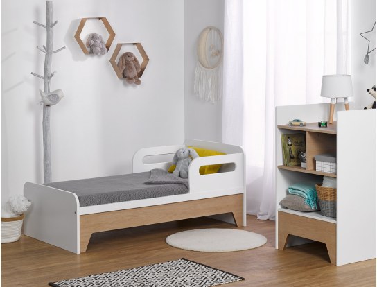 Evolutionair combi babybed Calisson wit en hout in kleine bedpositie 70x140