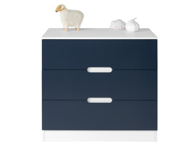 Design ladekast 3 laden Opus wit en nachtblauw