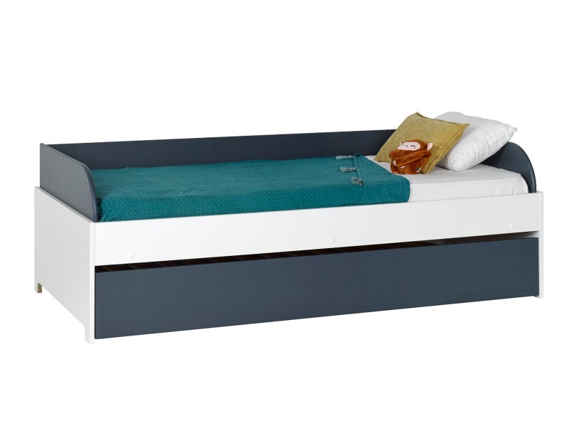 White and midnight blue Opus trundle daybed