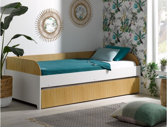 Letto divano estraibile Bianco e legno Opus
