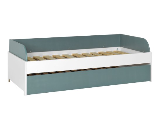 Lit gigogne 90x190 Blanc et Vert Mousse