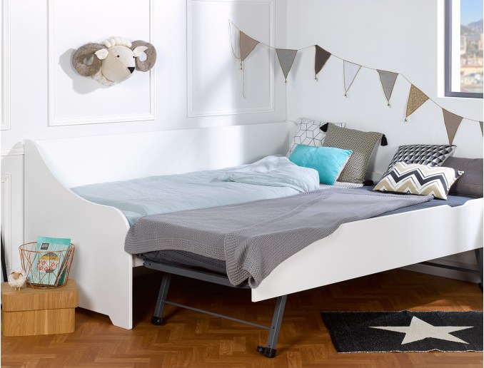Daybed - White Calli trundle daybed 80x200 + 2 Mattresses