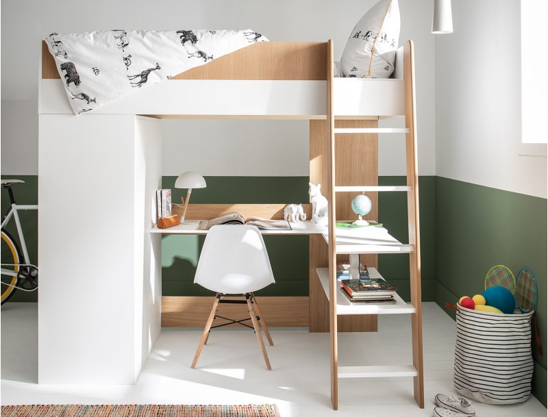 Letto a soppalco Opus Bianco & Legno