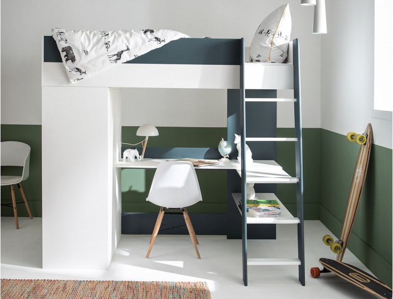 Opus White & Midnight Blue loft bed
