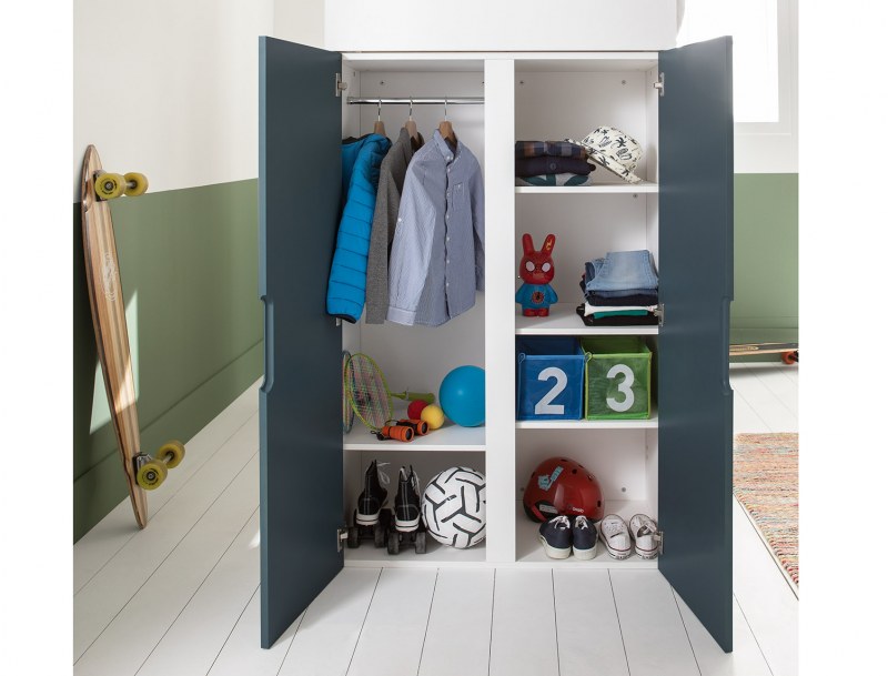 Opus blue wardrobe under loft bed