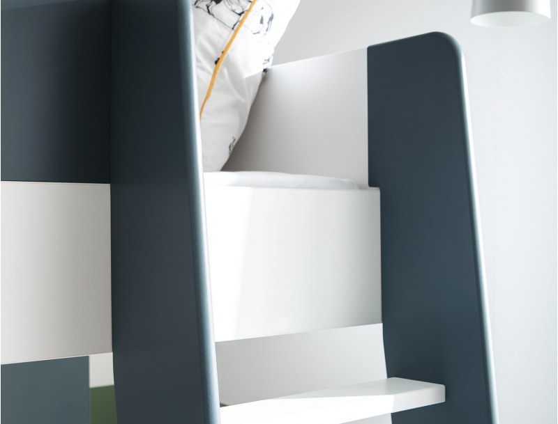 Blue and white ladder