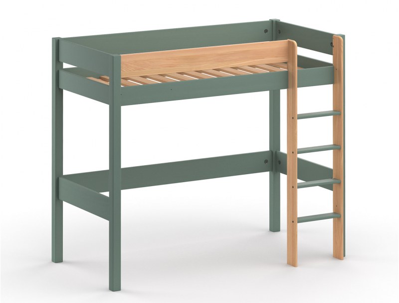 Hochbett Landes Kaki und Holz mit Lattenrost