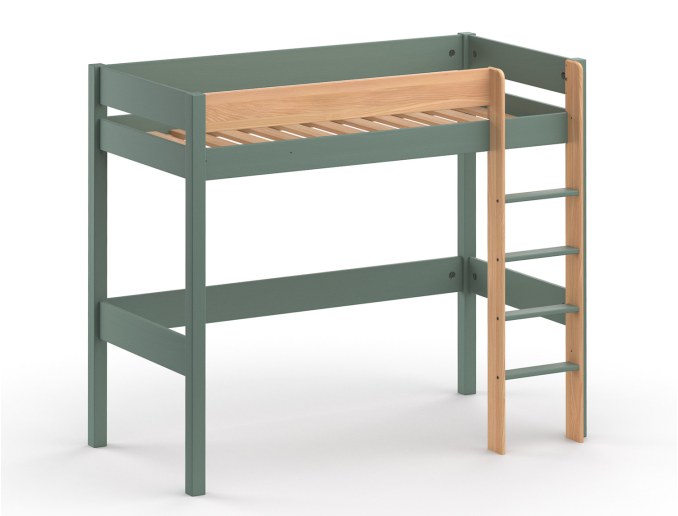 Hochbett Landes Kaki und Holz mit Lattenrost