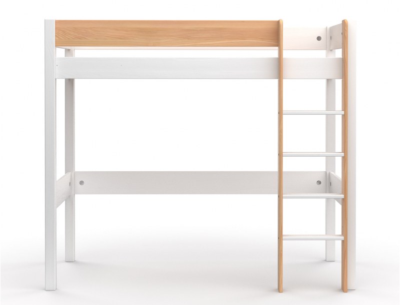 letto bianco e legno a soppalco Landes