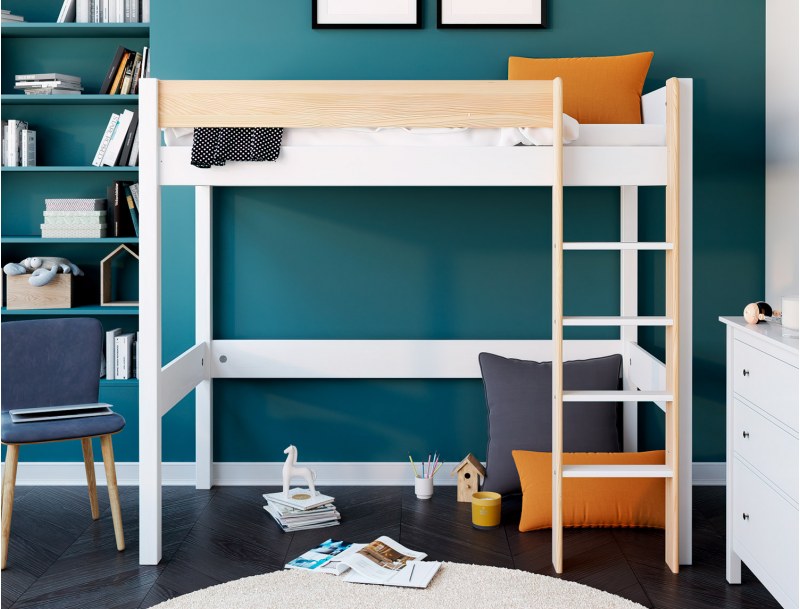 Letto a soppalco Bianco e Legno landes