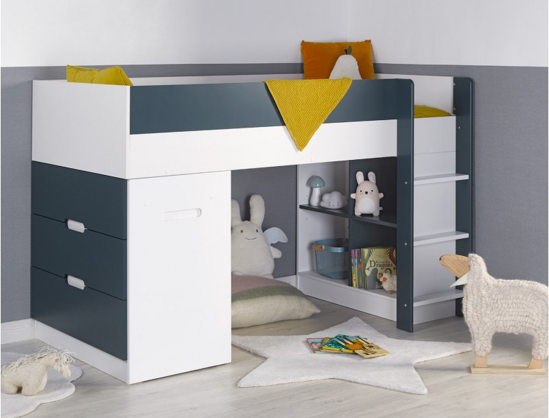 Halfhoogbed met bureau en commode
