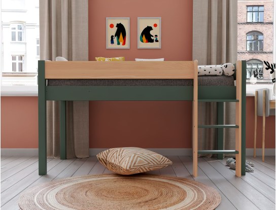 Halfhoogslaper Landes Kaki en Hout voor kinderen