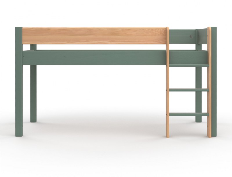 Halbhohes Kinderbett Landes Khaki und Holz