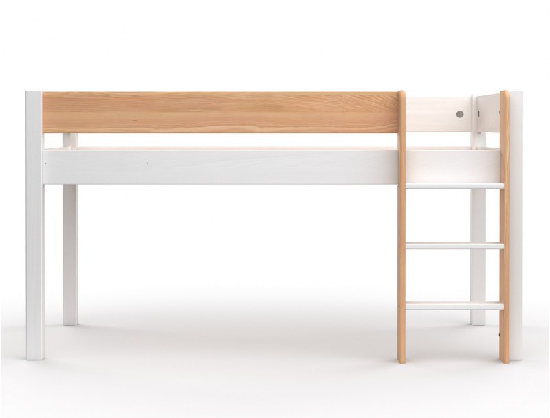 Letto per bambini a mezza altezza Landes Bianco e Legno
