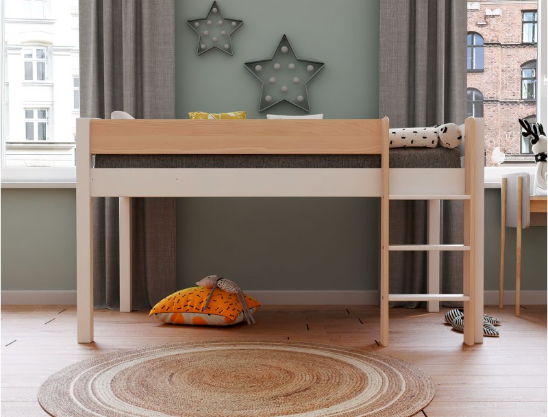 Letto rialzato per bambini Landes Bianco e Legno
